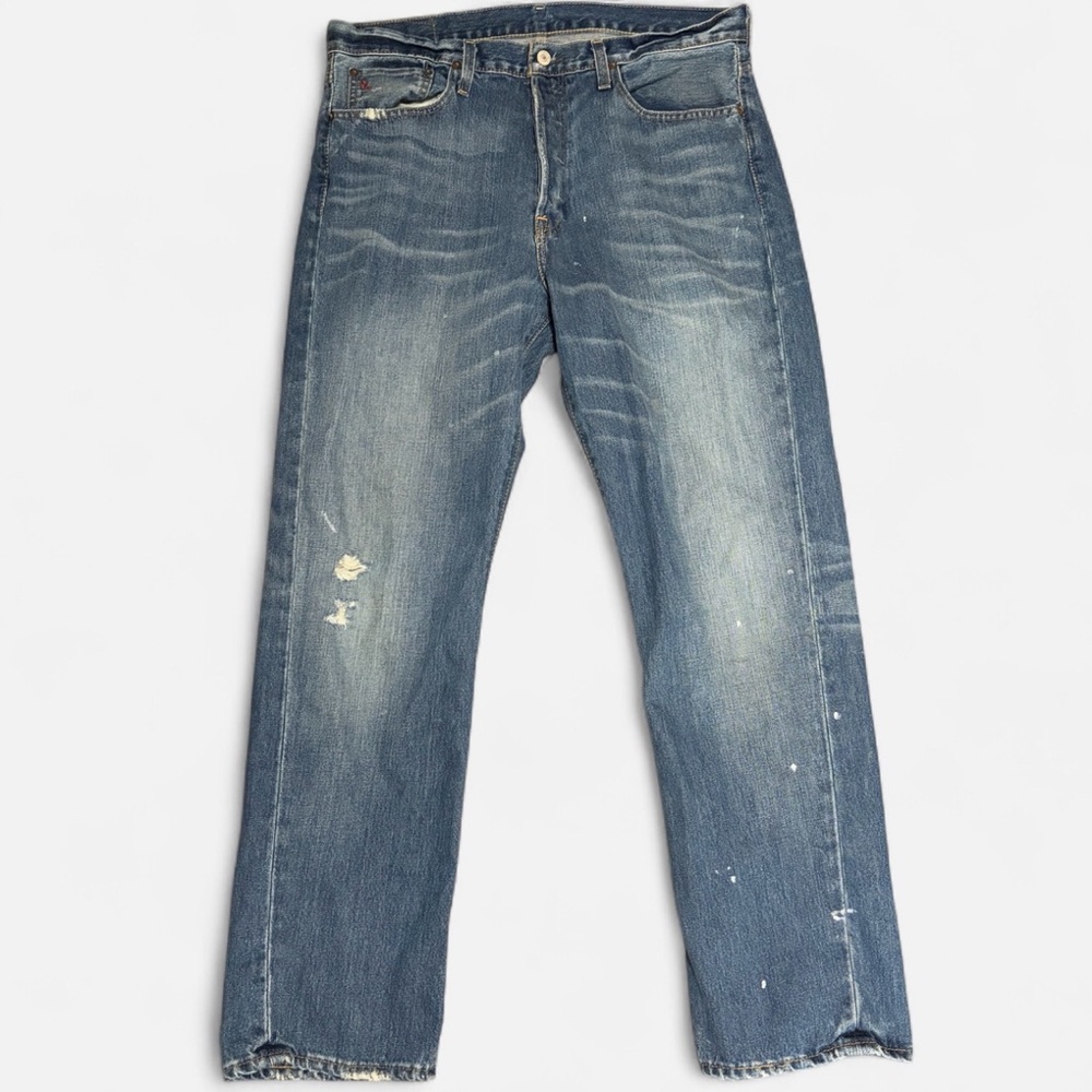 Polo Ralph Lauren Cortlandt 300 Straight Jeans Men’s 34x32 Blue Denim Fly Paint